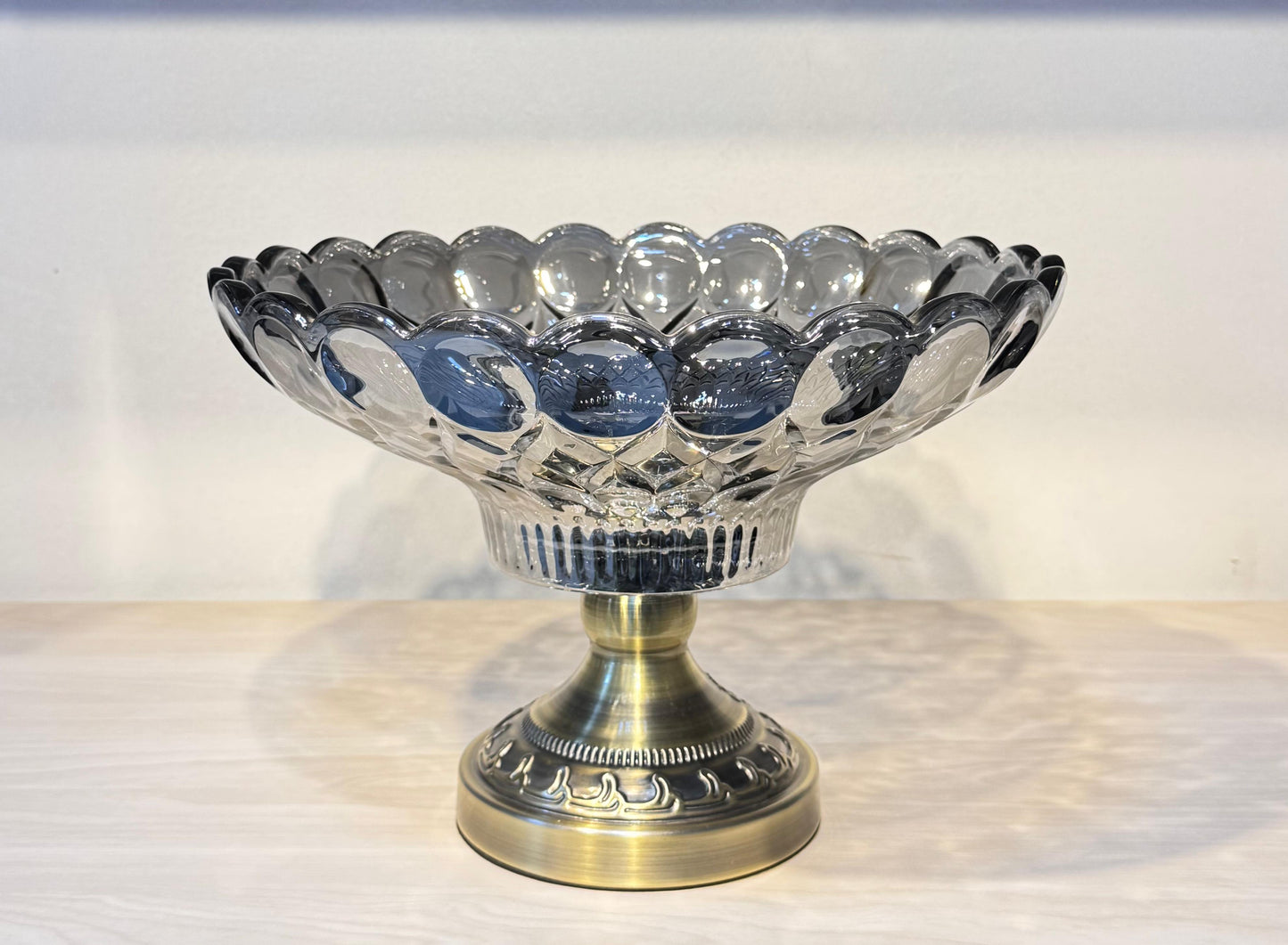 طبق فاكهة كريستال جلاس كوبر بقاعدة مدهبة من الباشا للتقديم والديكور
