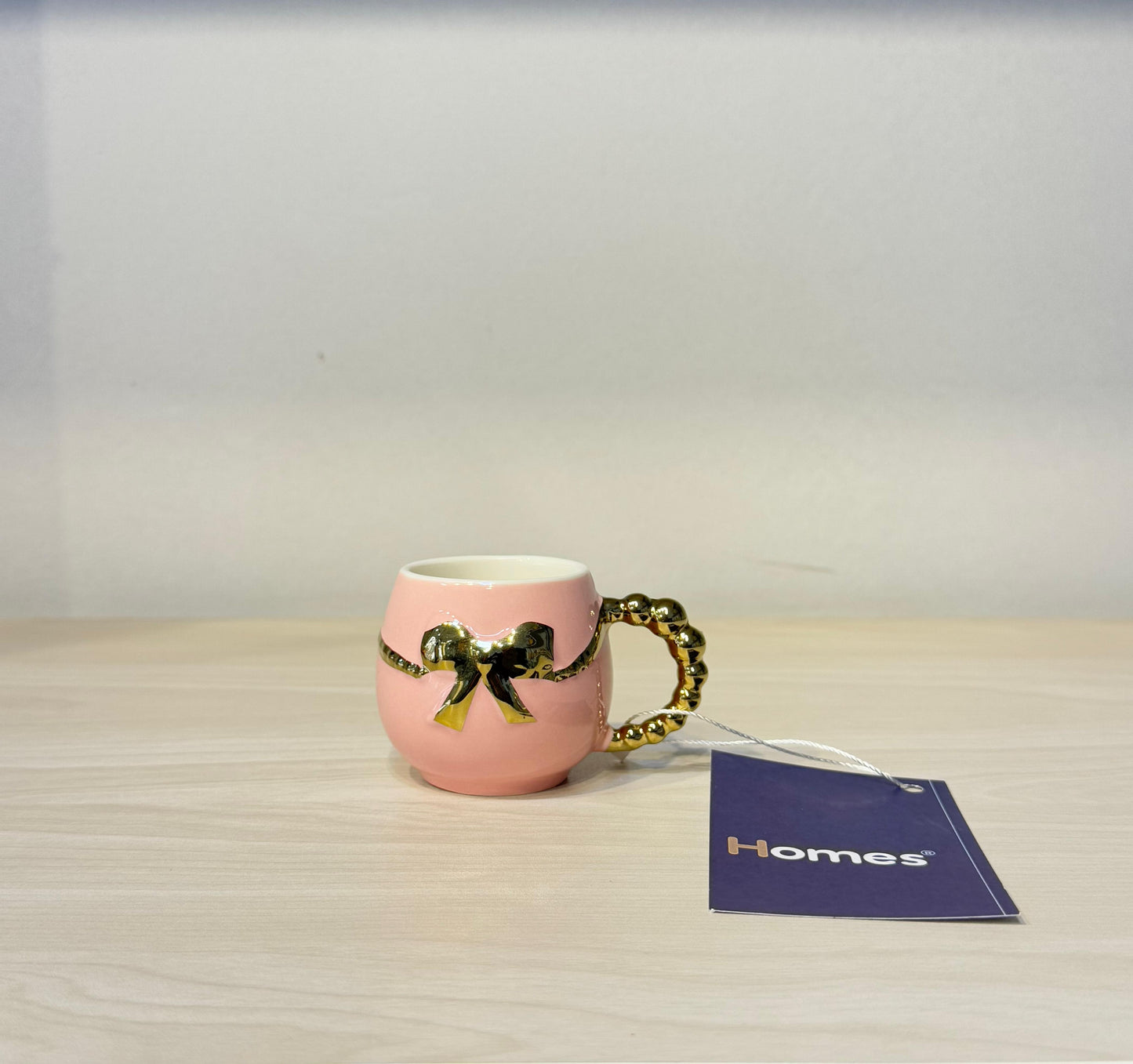 طقم فنجان قهوة مستورد 12 قطعة فيونكة مدهبة يد بابلز أنيق وفاخر من البورسلين