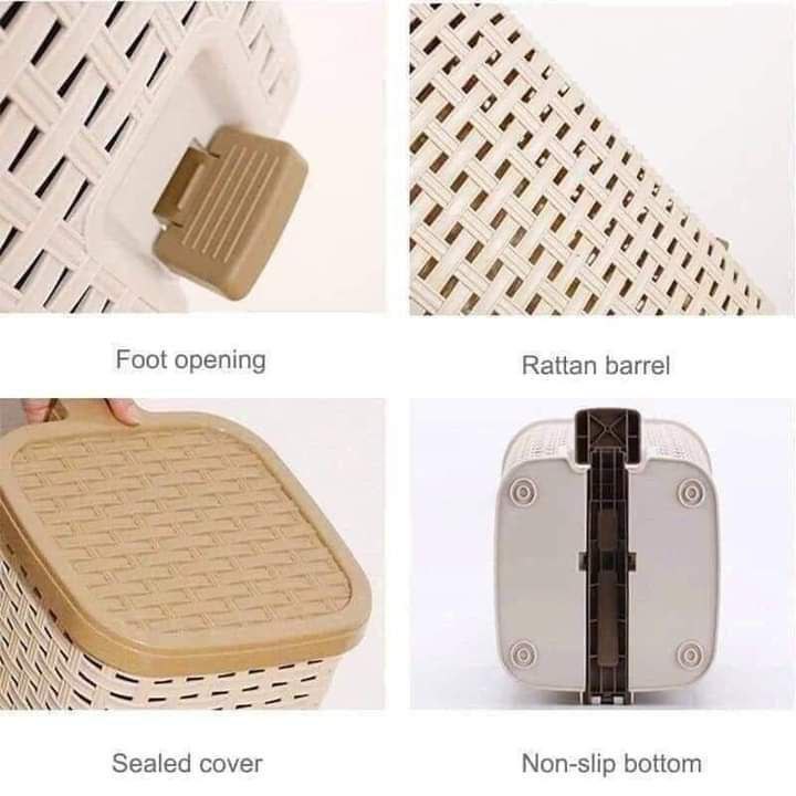 سلة زبالة يوناني بلاستيك من الوطنية قطعتين بغطاء تصميم عصري للمطبخ والمكتب