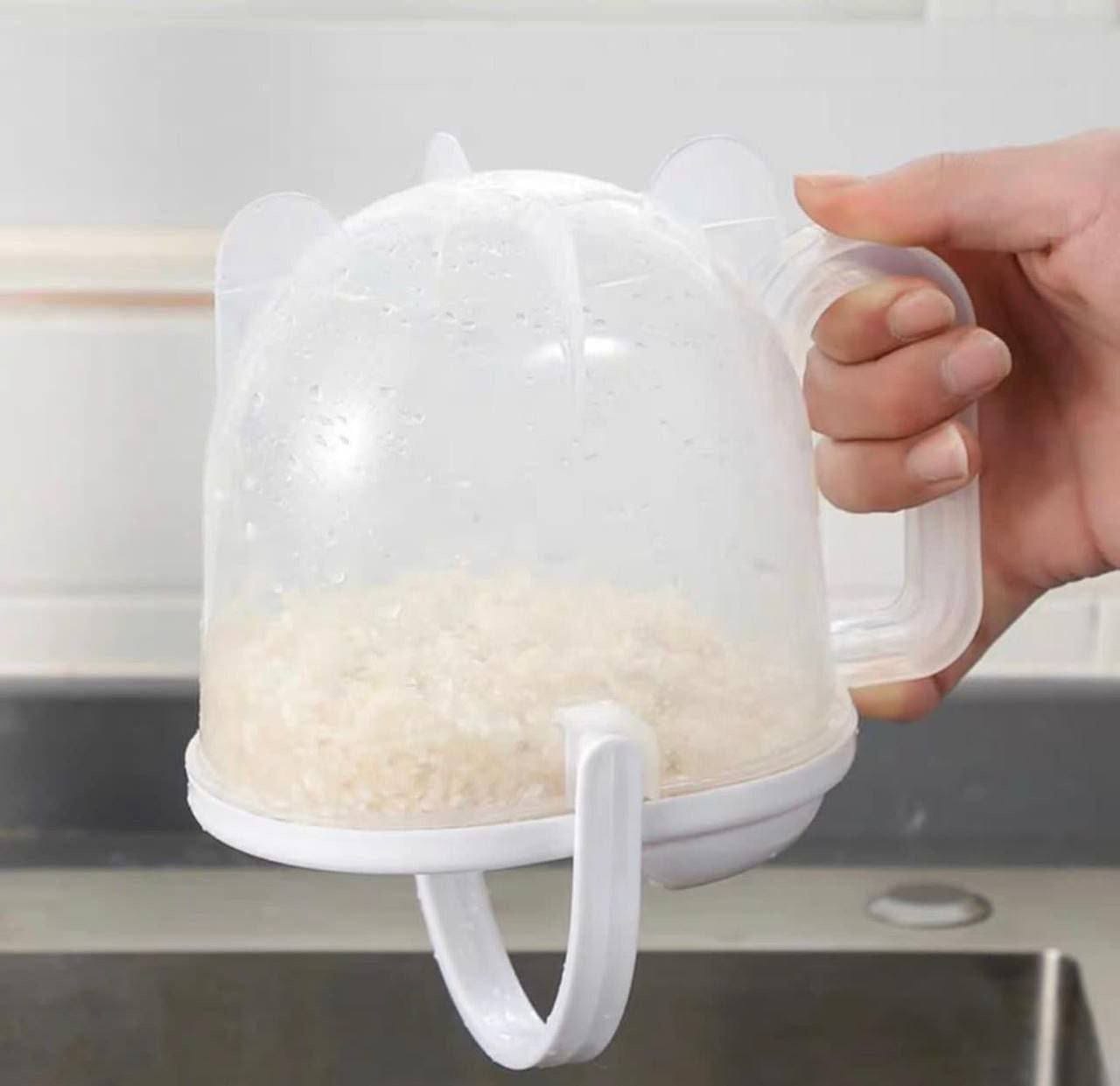 دورق غسيل أرز بلاستيك من ليث بمقبضين وأبعاد 18×16 سم بسعة 1 لتر