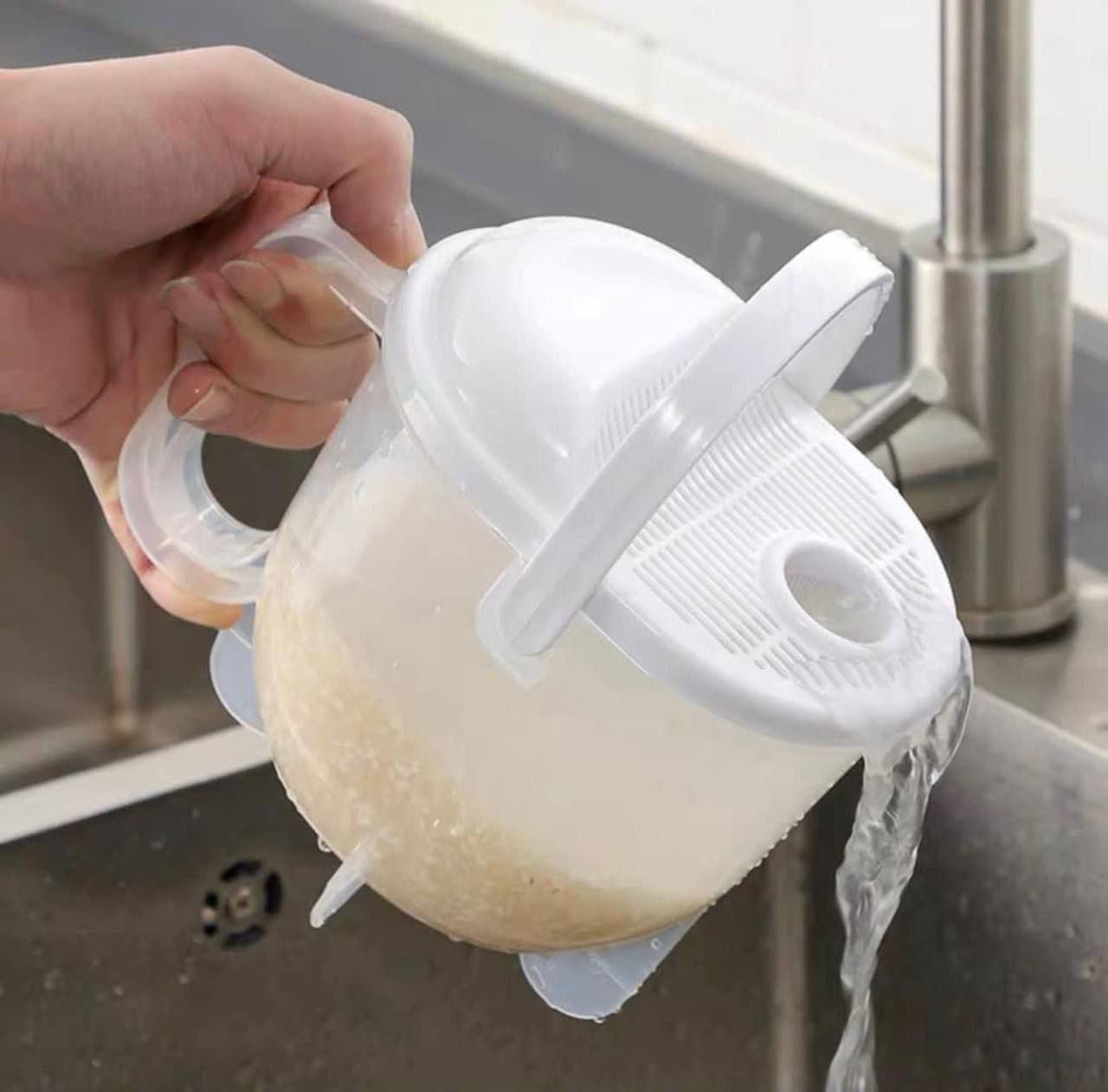 دورق غسيل أرز بلاستيك من ليث بمقبضين وأبعاد 18×16 سم بسعة 1 لتر