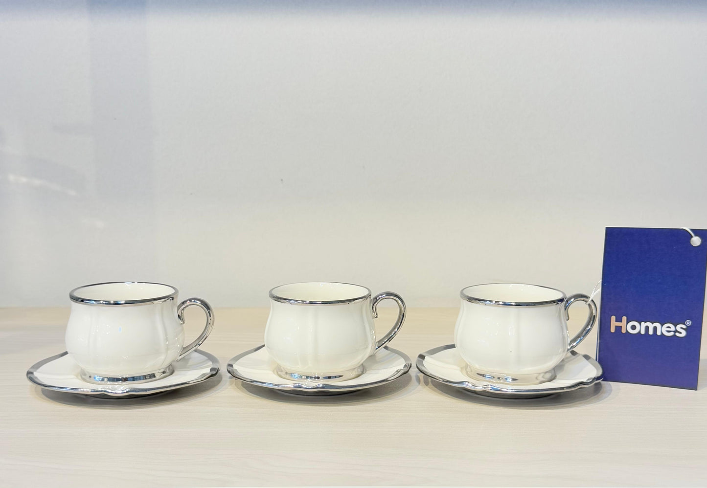 طقم فنجان قهوة بورسلين مودرن فول جولد 12 قطعة بحذ ذهبى مستورد