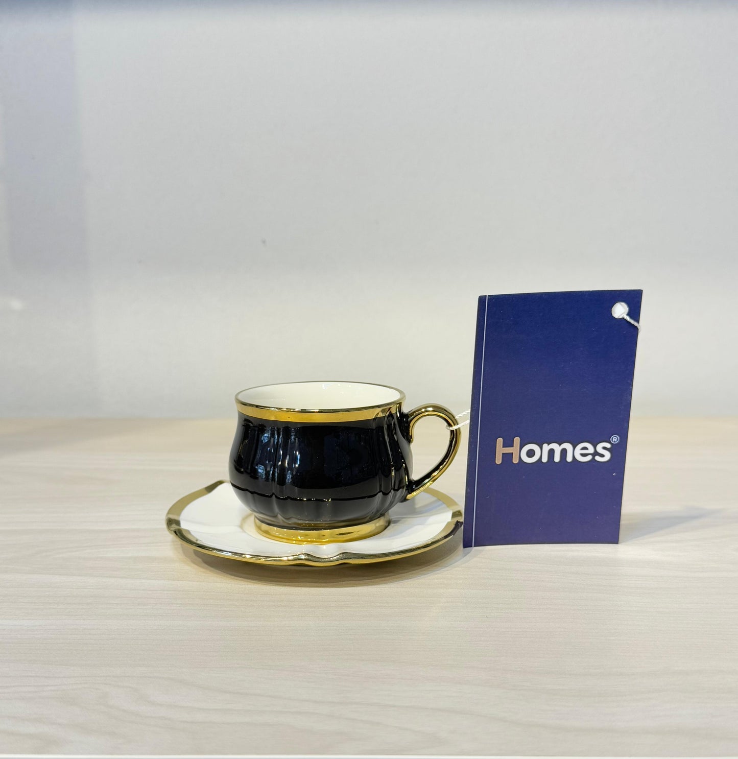 طقم فنجان قهوة بورسلين مودرن فول جولد 12 قطعة بحذ ذهبى مستورد