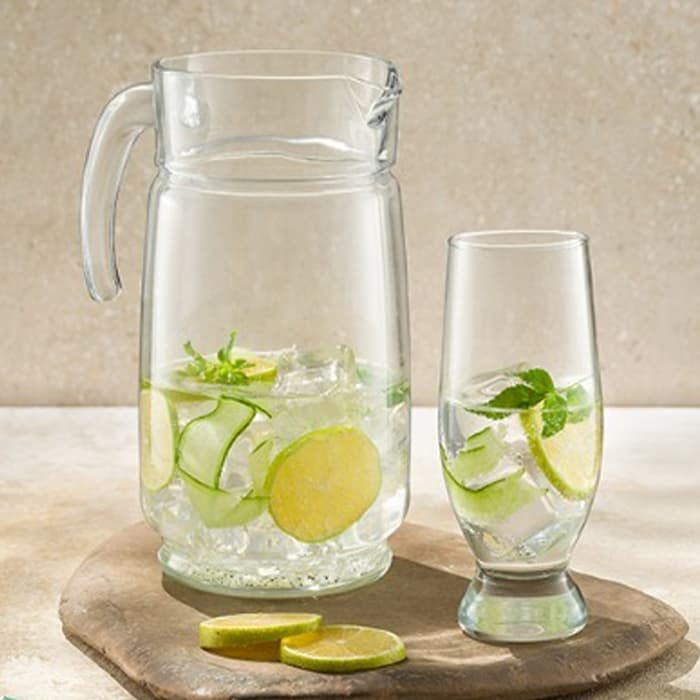 طقم اكواتيك 7 قطع زجاج باشاباتشي تركي (6 شوب + دورق)
