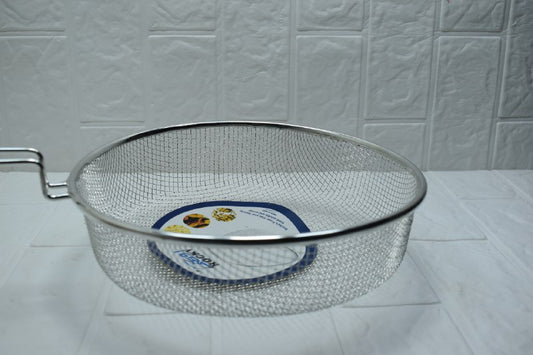 شبكة تحمير بيد من روكي ستانلس ستيل فضي مقاس 25 سم عملية ومقاومة للصدأ وسهلة التنظيف