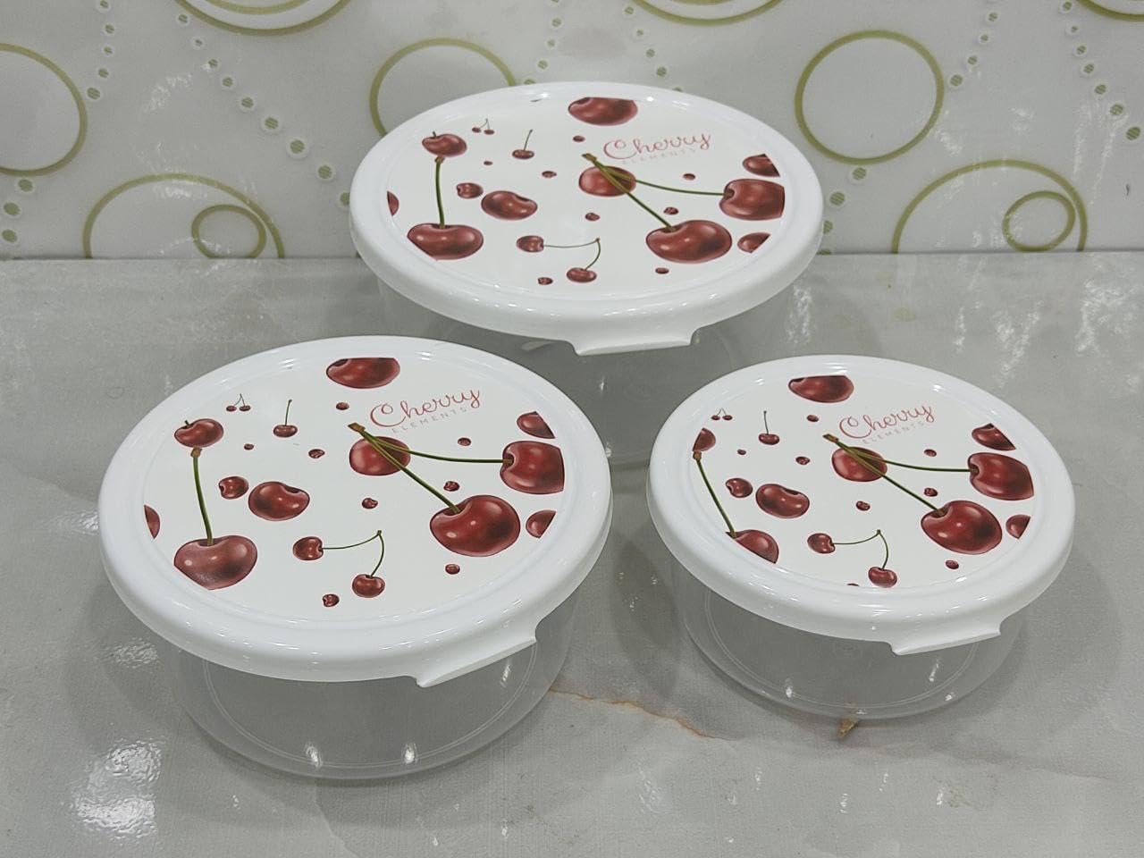 طقم علب حفظ طعام روكا مدور 3 قطع من أكسا بأحجام مختلفة وأغطية محكمة