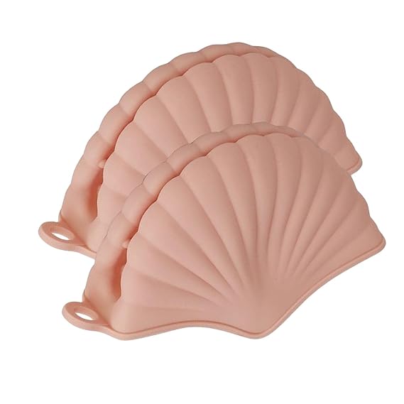 قفازات سيليكون صغيرة مقاومة للحرارة بشكل صدفة للفرن – زوج من الملاقط