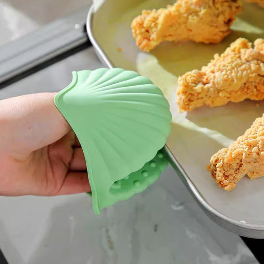 قفازات سيليكون صغيرة مقاومة للحرارة بشكل صدفة للفرن – زوج من الملاقط