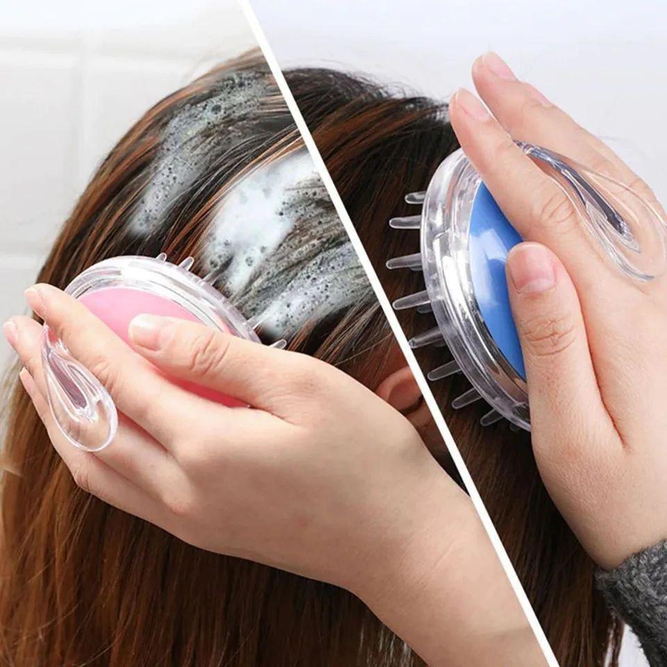 فرشاة سيليكون لتدليك فروة الرأس أثناء الشامبو بلون متعدد