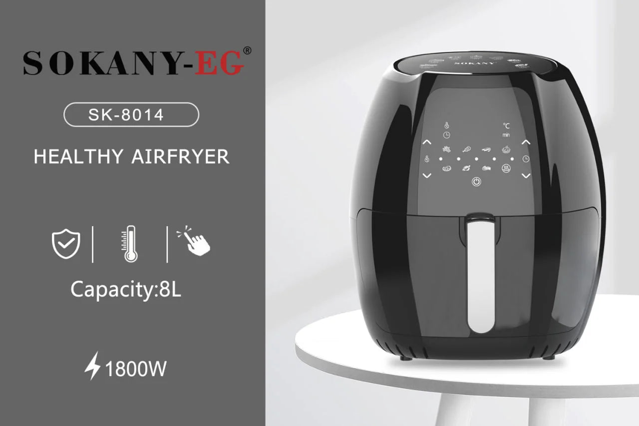 قلاية سوكاني ديجيتال 8 لتر 1800 وات SK-8014 صحية بدون زيت