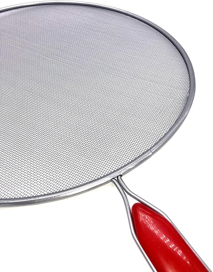 مانع طرطشة زيت دائري من الستانلس ستيل مقاس 30 سم مزود بيد بكاليت عازلة للحرارة