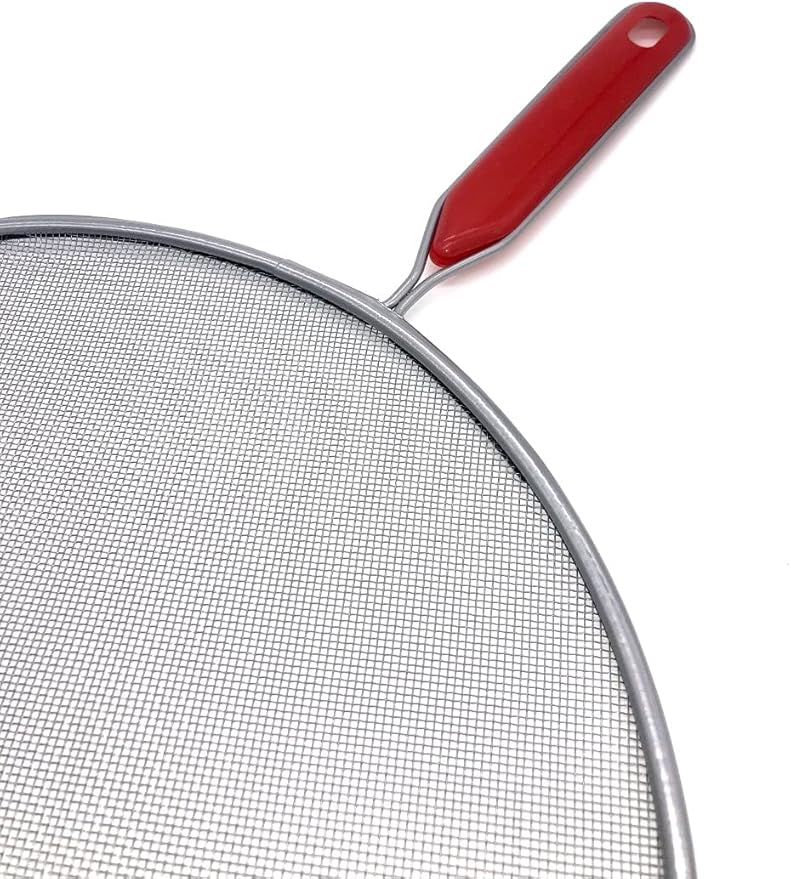 مانع طرطشة زيت دائري من الستانلس ستيل مقاس 30 سم مزود بيد بكاليت عازلة للحرارة