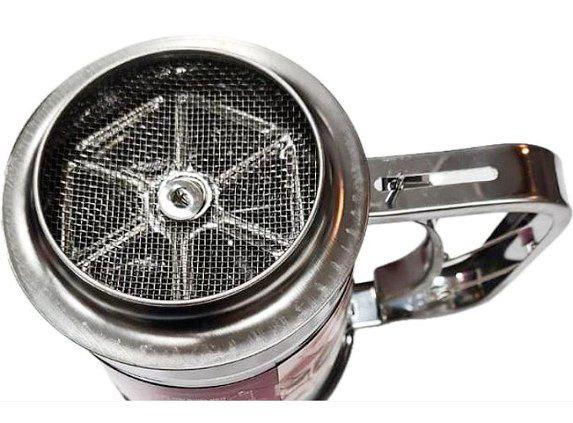 منخل دورق استيل كبير لغربلة الدقيق بشبك مزدوج ويد تشغيل