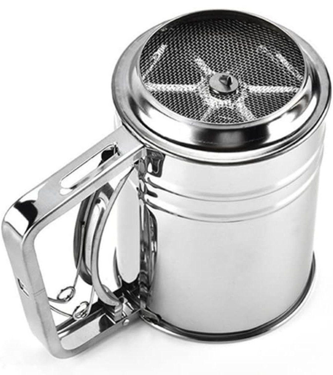 منخل دورق استيل كبير لغربلة الدقيق بشبك مزدوج ويد تشغيل