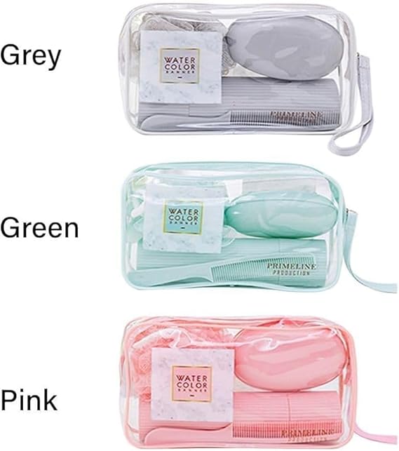 شنطة شاور شفافة مكونة من 4 قطع أساسية للاستحمام والسفر