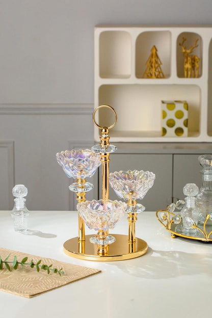 شمعدان ثلاثي جلاس كوبر الباشا كريستال زجاج مستورد فاخر