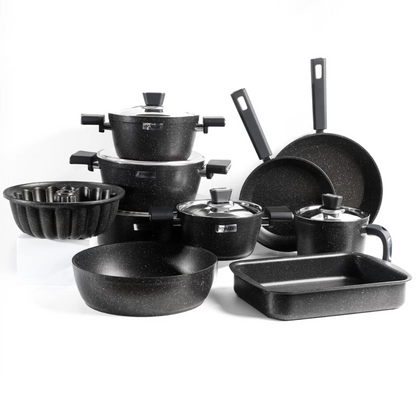 طقم حلل جرانيت فيفالدي 15 قطعة مع أغطية استانلس وألوان عصرية للمطبخ